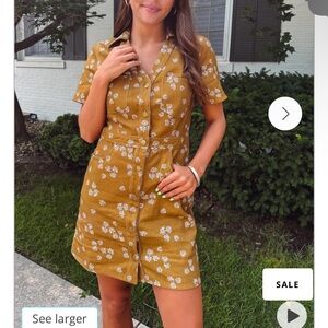 Storia Mustard Floral Mini Dress